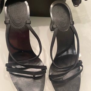 Vintage Gucci Suede Sandals, Black, Size 9